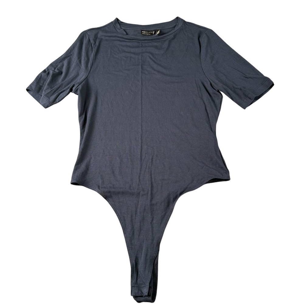 ASOS DESIGN Womens Navy Blue Short Sleeve‎ Crew Neck Thong Bodysuit Size US 6